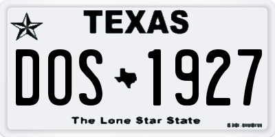 TX license plate DOS1927