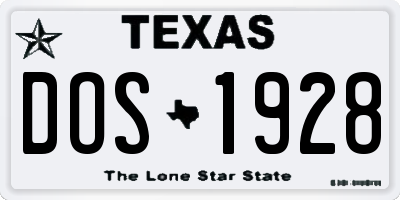 TX license plate DOS1928