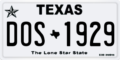 TX license plate DOS1929