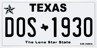 TX license plate DOS1930