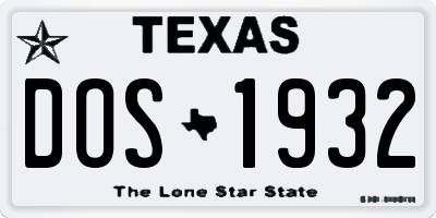 TX license plate DOS1932