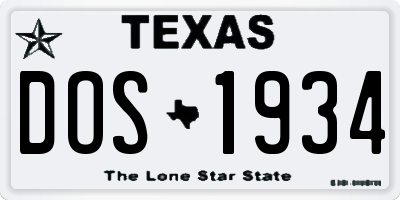 TX license plate DOS1934