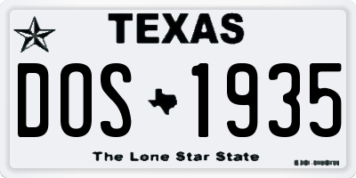 TX license plate DOS1935
