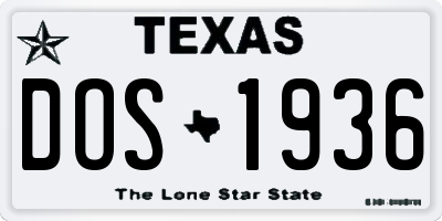 TX license plate DOS1936