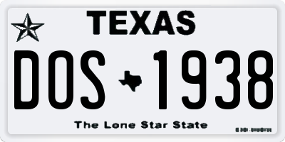 TX license plate DOS1938