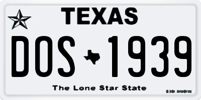 TX license plate DOS1939