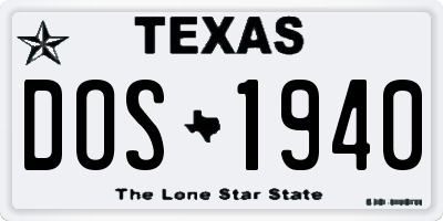 TX license plate DOS1940