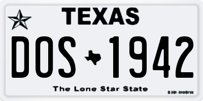 TX license plate DOS1942