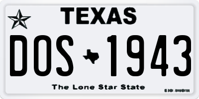 TX license plate DOS1943
