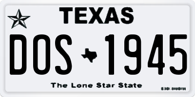 TX license plate DOS1945