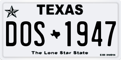 TX license plate DOS1947