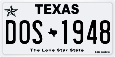 TX license plate DOS1948