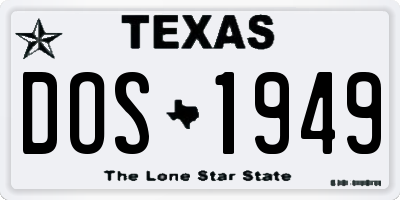 TX license plate DOS1949