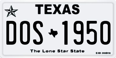 TX license plate DOS1950