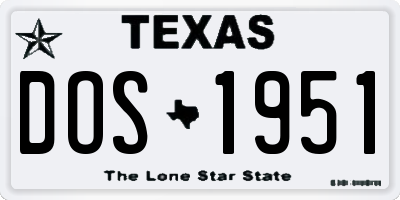 TX license plate DOS1951