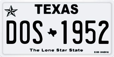 TX license plate DOS1952