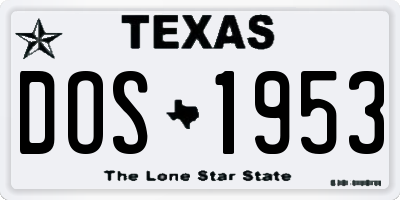 TX license plate DOS1953