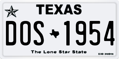 TX license plate DOS1954