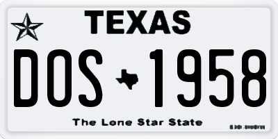 TX license plate DOS1958
