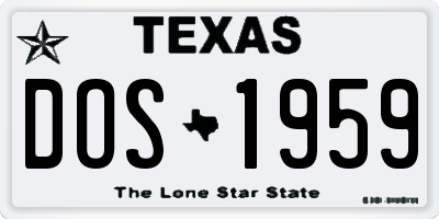 TX license plate DOS1959