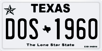 TX license plate DOS1960