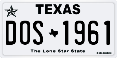 TX license plate DOS1961