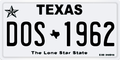 TX license plate DOS1962