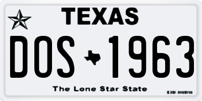 TX license plate DOS1963