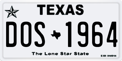 TX license plate DOS1964