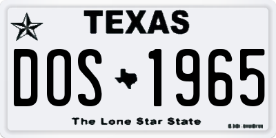 TX license plate DOS1965