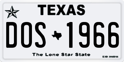 TX license plate DOS1966