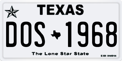 TX license plate DOS1968
