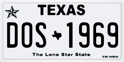 TX license plate DOS1969
