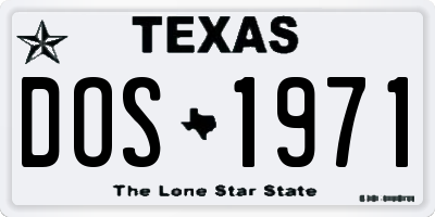 TX license plate DOS1971