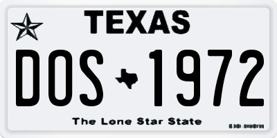 TX license plate DOS1972