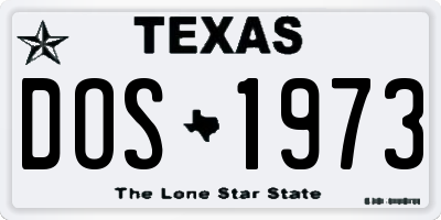 TX license plate DOS1973