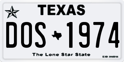 TX license plate DOS1974