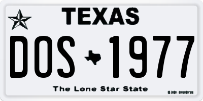TX license plate DOS1977