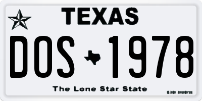 TX license plate DOS1978