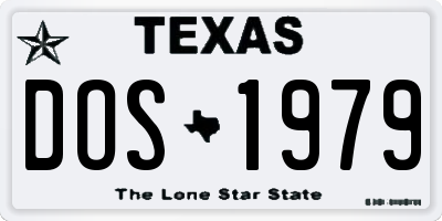 TX license plate DOS1979
