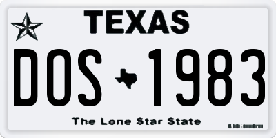 TX license plate DOS1983