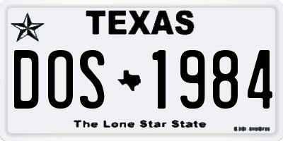 TX license plate DOS1984