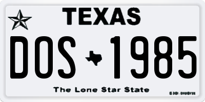 TX license plate DOS1985