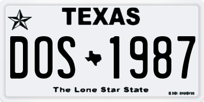 TX license plate DOS1987