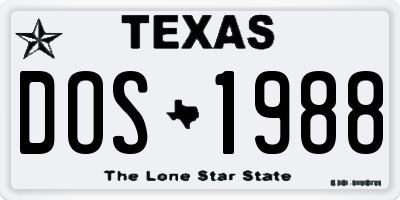 TX license plate DOS1988