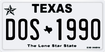 TX license plate DOS1990
