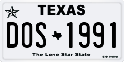 TX license plate DOS1991