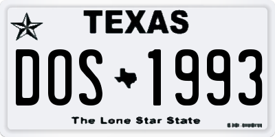 TX license plate DOS1993