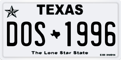 TX license plate DOS1996