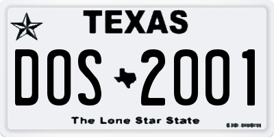 TX license plate DOS2001